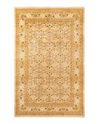 Traditional Mogul Ivory Wool Area Rug 5' 10" x 9' 0" - Solo Rugs