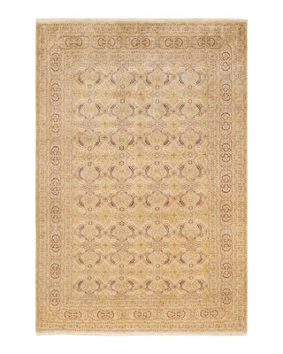 Traditional Mogul Yellow Wool Area Rug 6' 0" x 8' 10" - Solo Rugs