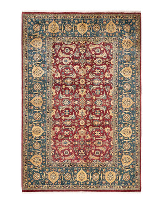 Traditional Mogul Red Wool Area Rug 6' 0" x 9' 0" - Solo Rugs