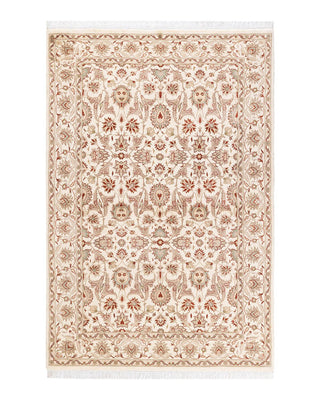 Traditional Mogul Ivory Wool Area Rug 4' 1" x 6' 2" - Solo Rugs