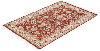 Traditional Mogul Orange Wool Area Rug 3' 3" x 5' 0" - Solo Rugs