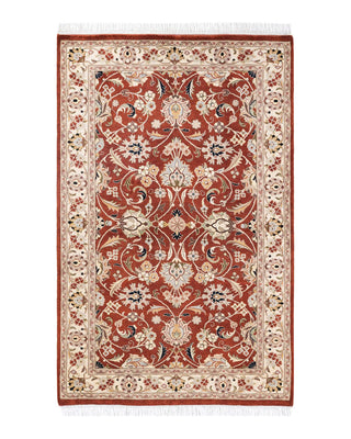 Traditional Mogul Orange Wool Area Rug 3' 3" x 5' 0" - Solo Rugs