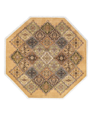 Traditional Mogul Yellow Wool Octagon Area Rug 6' 1" x 6' 1" - Solo Rugs