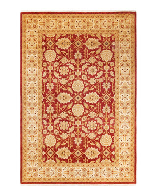 Contemporary Eclectic Orange Wool Area Rug 6' 1" x 8' 10" - Solo Rugs