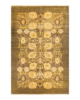 Contemporary Eclectic Green Wool Area Rug 6' 2" x 9' 4" - Solo Rugs