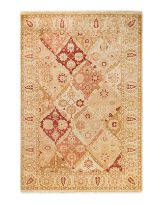 Contemporary Eclectic Ivory Wool Area Rug 6' 1" x 8' 10" - Solo Rugs