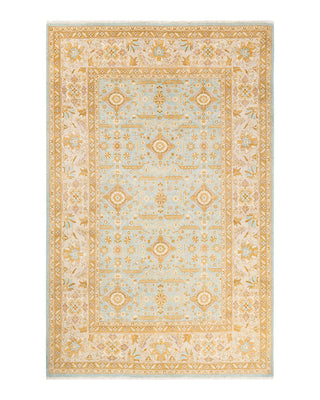 Contemporary Eclectic Light Blue Wool Area Rug 5' 10" x 9' 3" - Solo Rugs