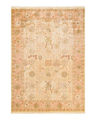 Contemporary Eclectic Ivory Wool Area Rug 6' 1" x 8' 7" - Solo Rugs