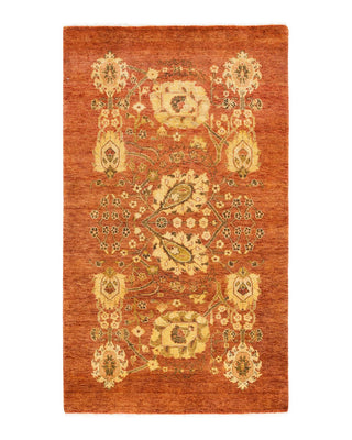 Contemporary Eclectic Pink Wool Area Rug 3' 2" x 5' 3" - Solo Rugs