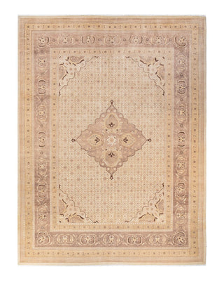 Traditional Mogul Ivory Wool Area Rug 9' 3" x 12' 2" - Solo Rugs