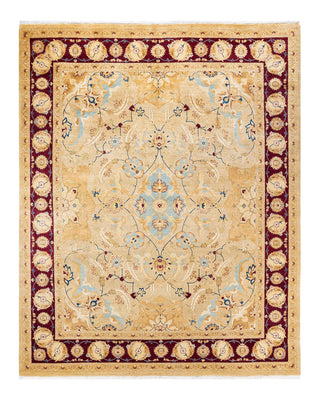 Traditional Mogul Ivory Wool Area Rug 8' 2" x 10' 4" - Solo Rugs