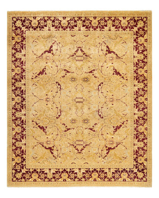 Traditional Mogul Yellow Wool Area Rug 8' 2" x 9' 10" - Solo Rugs