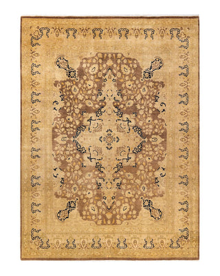 Traditional Mogul Brown Wool Area Rug 7' 10" x 10' 7" - Solo Rugs