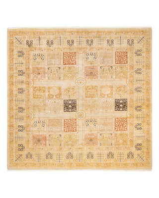 Traditional Mogul Ivory Wool Square Area Rug 8' 1" x 8' 4" - Solo Rugs