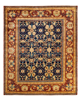 Contemporary Eclectic Blue Wool Area Rug 8' 2" x 9' 10" - Solo Rugs