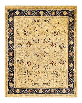 Traditional Mogul Yellow Wool Area Rug 8' 1" x 10' 1" - Solo Rugs