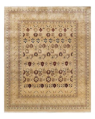 Traditional Mogul Ivory Wool Area Rug 8' 0" x 9' 5" - Solo Rugs