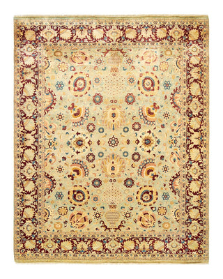 Traditional Mogul Light Blue Wool Area Rug 8' 1" x 9' 10" - Solo Rugs