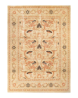 Traditional Mogul Yellow Wool Area Rug 10' 0" x 13' 7" - Solo Rugs