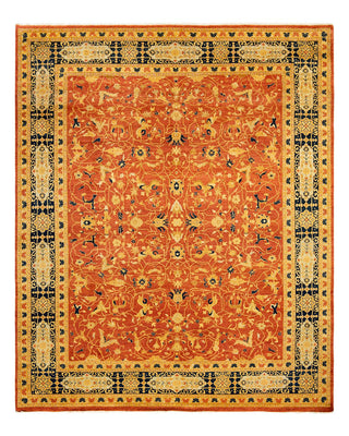 Traditional Mogul Orange Wool Area Rug 8' 1" x 9' 10" - Solo Rugs