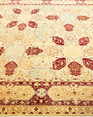 Traditional Mogul Ivory Wool Area Rug 6' 1" x 9' 1" - Solo Rugs