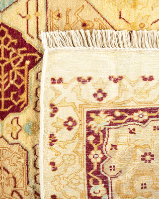 Traditional Mogul Ivory Wool Area Rug 6' 1" x 9' 1" - Solo Rugs