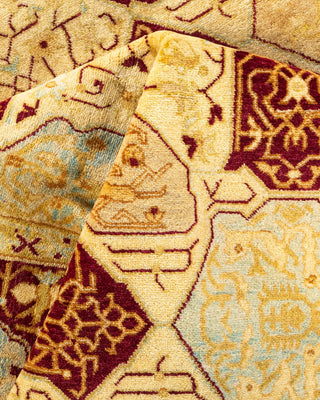 Traditional Mogul Ivory Wool Area Rug 6' 1" x 9' 1" - Solo Rugs