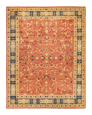 Traditional Mogul Orange Wool Area Rug 9' 1" x 11' 7" - Solo Rugs