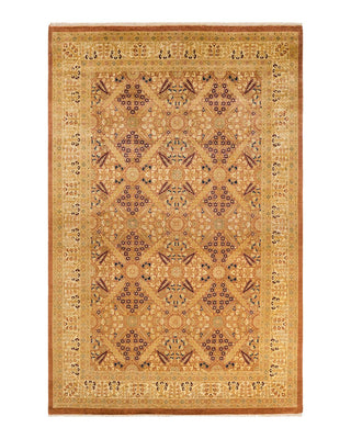 Traditional Mogul Brown Wool Area Rug 6' 0" x 9' 1" - Solo Rugs