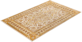 Traditional Mogul Ivory Wool Area Rug 6' 1" x 9' 5" - Solo Rugs
