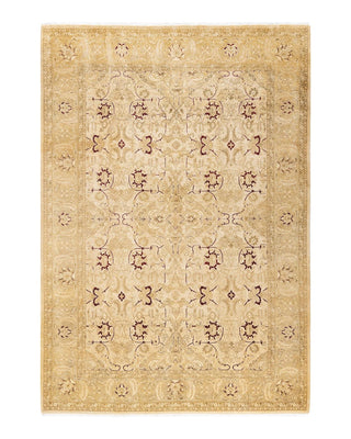 Traditional Mogul Ivory Wool Area Rug 6' 1" x 8' 10" - Solo Rugs