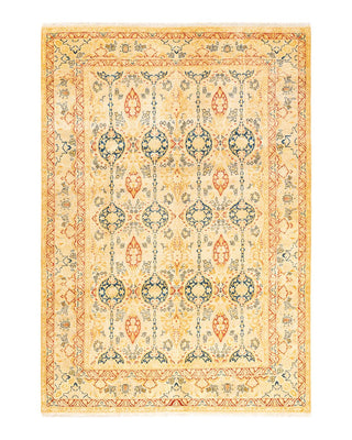 Traditional Mogul Ivory Wool Area Rug 6' 2" x 8' 8" - Solo Rugs