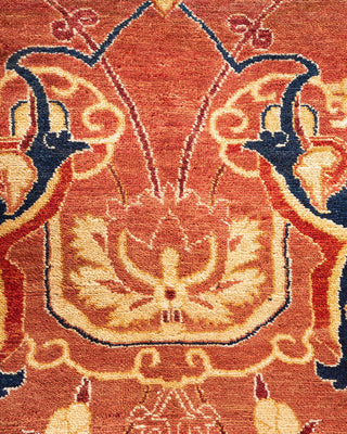 Traditional Mogul Orange Wool Area Rug 9' 2" x 11' 10" - Solo Rugs