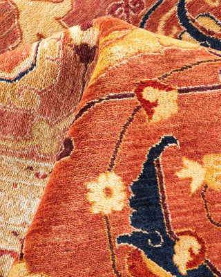 Traditional Mogul Orange Wool Area Rug 9' 2" x 11' 10" - Solo Rugs