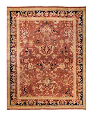Traditional Mogul Orange Wool Area Rug 9' 2" x 11' 10" - Solo Rugs
