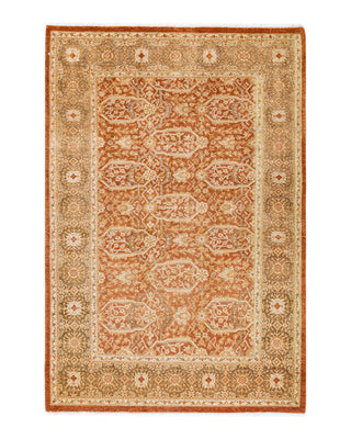 Traditional Mogul Brown Wool Area Rug 4' 2" x 6' 1" - Solo Rugs