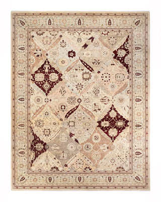 Traditional Mogul Ivory Wool Area Rug 9' 4" x 12' 1" - Solo Rugs