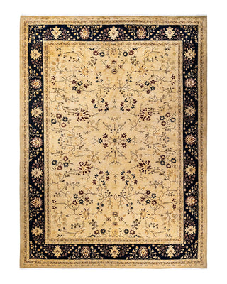 Traditional Mogul Yellow Wool Area Rug 9' 1" x 12' 2" - Solo Rugs