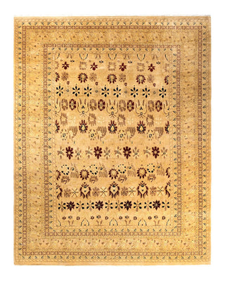 Traditional Mogul Yellow Wool Area Rug 9' 2" x 11' 8" - Solo Rugs