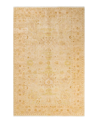 Contemporary Eclectic Ivory Wool Area Rug 6' 3" x 9' 6" - Solo Rugs