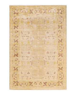Contemporary Eclectic Ivory Wool Area Rug 6' 2" x 9' 1" - Solo Rugs