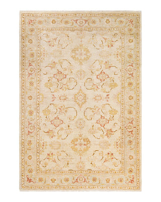Contemporary Eclectic Ivory Wool Area Rug 6' 3" x 9' 0" - Solo Rugs