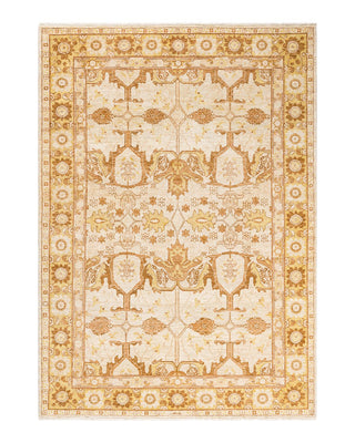 Contemporary Eclectic Ivory Wool Area Rug 6' 3" x 9' 0" - Solo Rugs