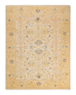 Contemporary Eclectic Ivory Wool Area Rug 6' 4" x 8' 2" - Solo Rugs