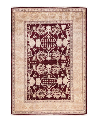 Contemporary Eclectic Red Wool Area Rug 6' 2" x 8' 9" - Solo Rugs
