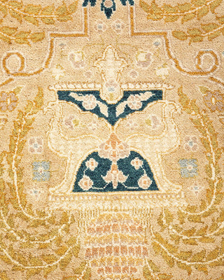 Traditional Mogul Yellow Wool Area Rug 9' 1" x 12' 5" - Solo Rugs