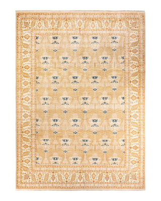 Traditional Mogul Yellow Wool Area Rug 9' 1" x 12' 5" - Solo Rugs