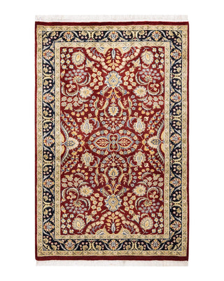 Traditional Mogul Red Wool Area Rug 3' 0" x 4' 9" - Solo Rugs