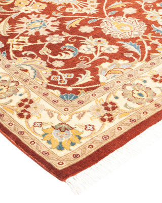 Traditional Mogul Orange Wool Area Rug 3' 3" x 5' 4" - Solo Rugs