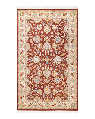 Traditional Mogul Orange Wool Area Rug 3' 3" x 5' 4" - Solo Rugs